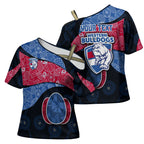 Personalized Western Bulldogs Football Cross Shoulder Shirt Easter Egg Pattern Red Blue Tribal Dot Art Style