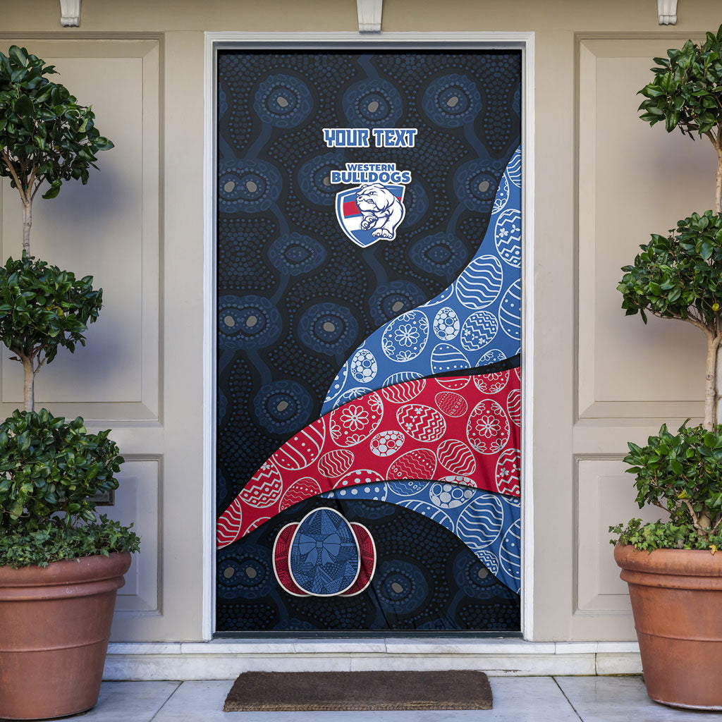 Personalized Western Bulldogs Football Door Cover Easter Egg Pattern Red Blue Tribal Dot Art Style