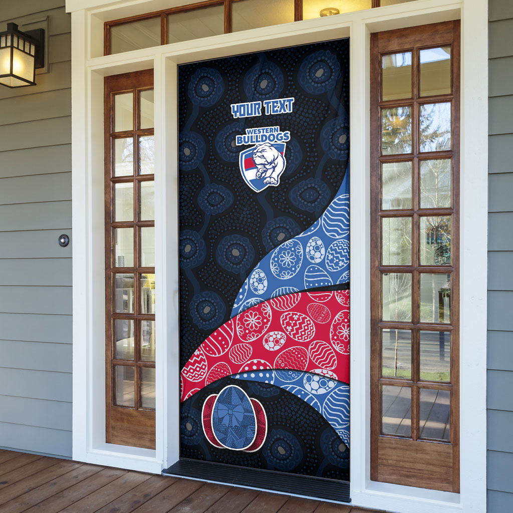 Personalized Western Bulldogs Football Door Cover Easter Egg Pattern Red Blue Tribal Dot Art Style