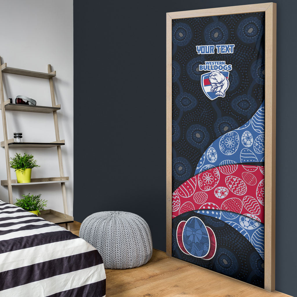 Personalized Western Bulldogs Football Door Cover Easter Egg Pattern Red Blue Tribal Dot Art Style