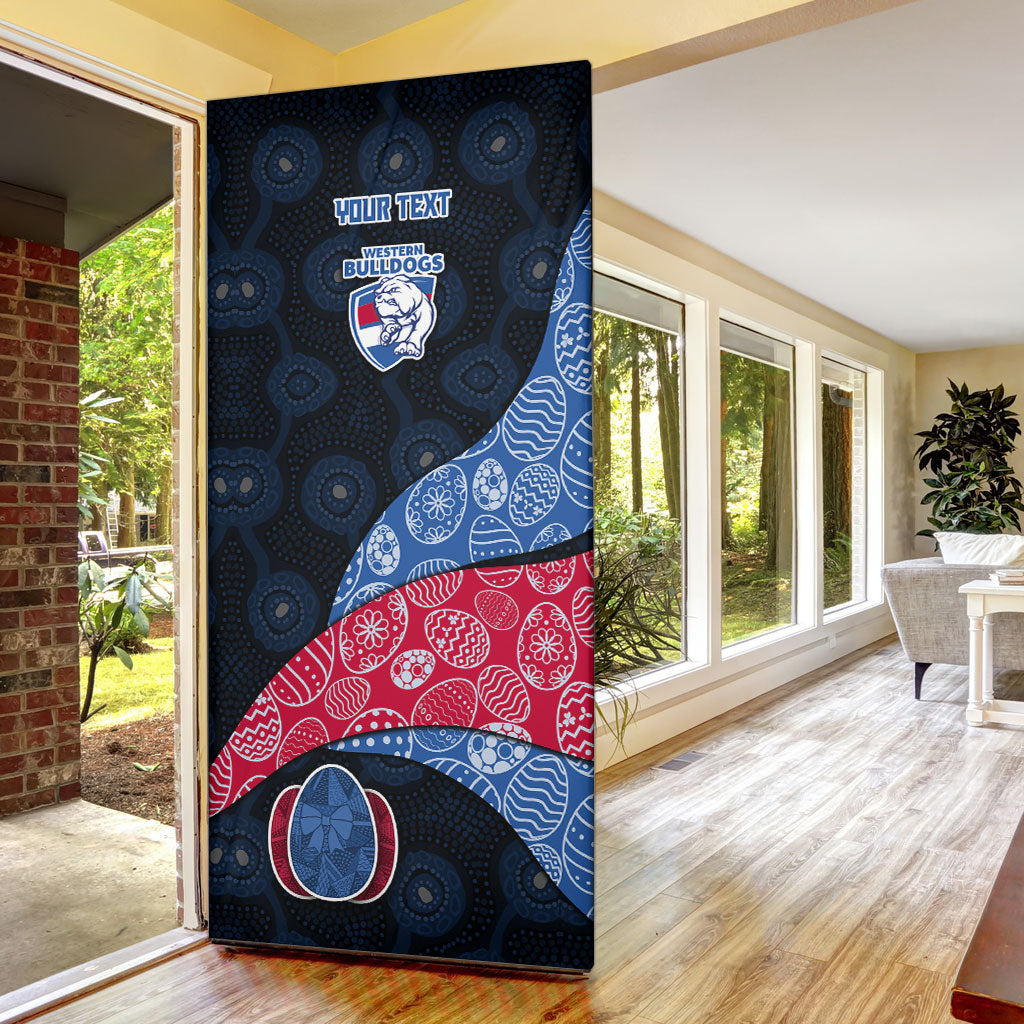 Personalized Western Bulldogs Football Door Cover Easter Egg Pattern Red Blue Tribal Dot Art Style