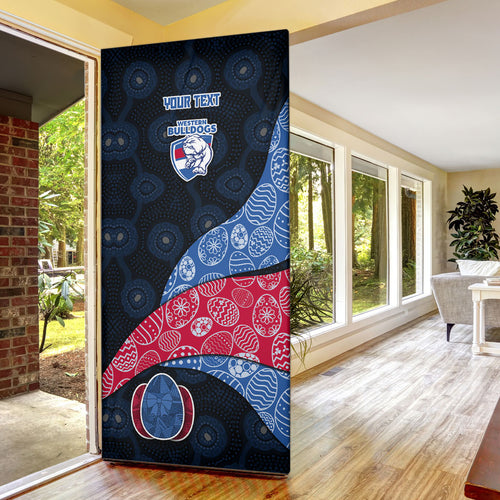 Personalized Western Bulldogs Football Door Cover Easter Egg Pattern Red Blue Tribal Dot Art Style
