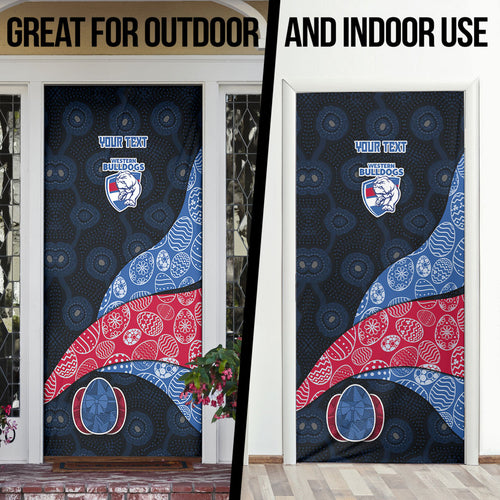 Personalized Western Bulldogs Football Door Cover Easter Egg Pattern Red Blue Tribal Dot Art Style
