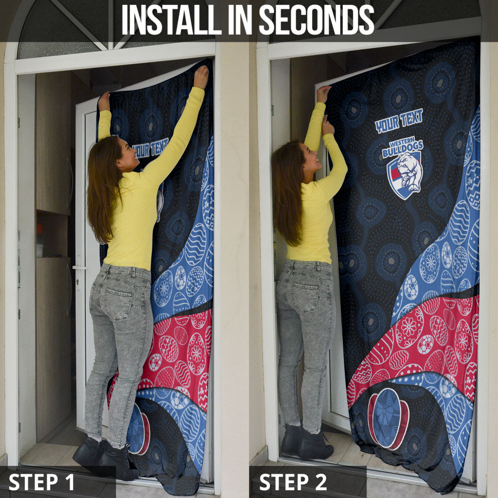 Personalized Western Bulldogs Football Door Cover Easter Egg Pattern Red Blue Tribal Dot Art Style