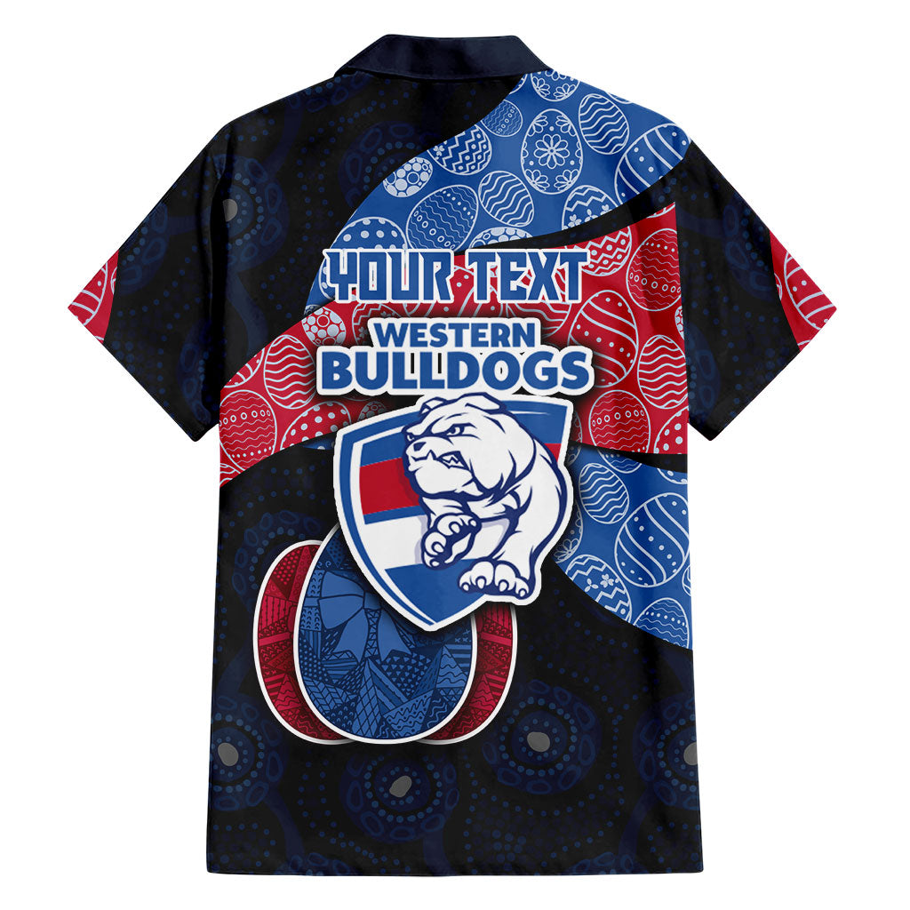 Personalized Western Bulldogs Football Family Matching Long Sleeve Bodycon Dress and Hawaiian Shirt Easter Egg Pattern Red Blue Tribal Dot Art Style