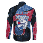 Personalized Western Bulldogs Football Family Matching Long Sleeve Bodycon Dress and Hawaiian Shirt Easter Egg Pattern Red Blue Tribal Dot Art Style