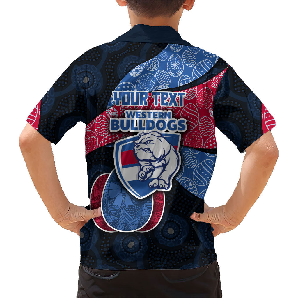 Personalized Western Bulldogs Football Family Matching Puletasi and Hawaiian Shirt Easter Egg Pattern Red Blue Tribal Dot Art Style