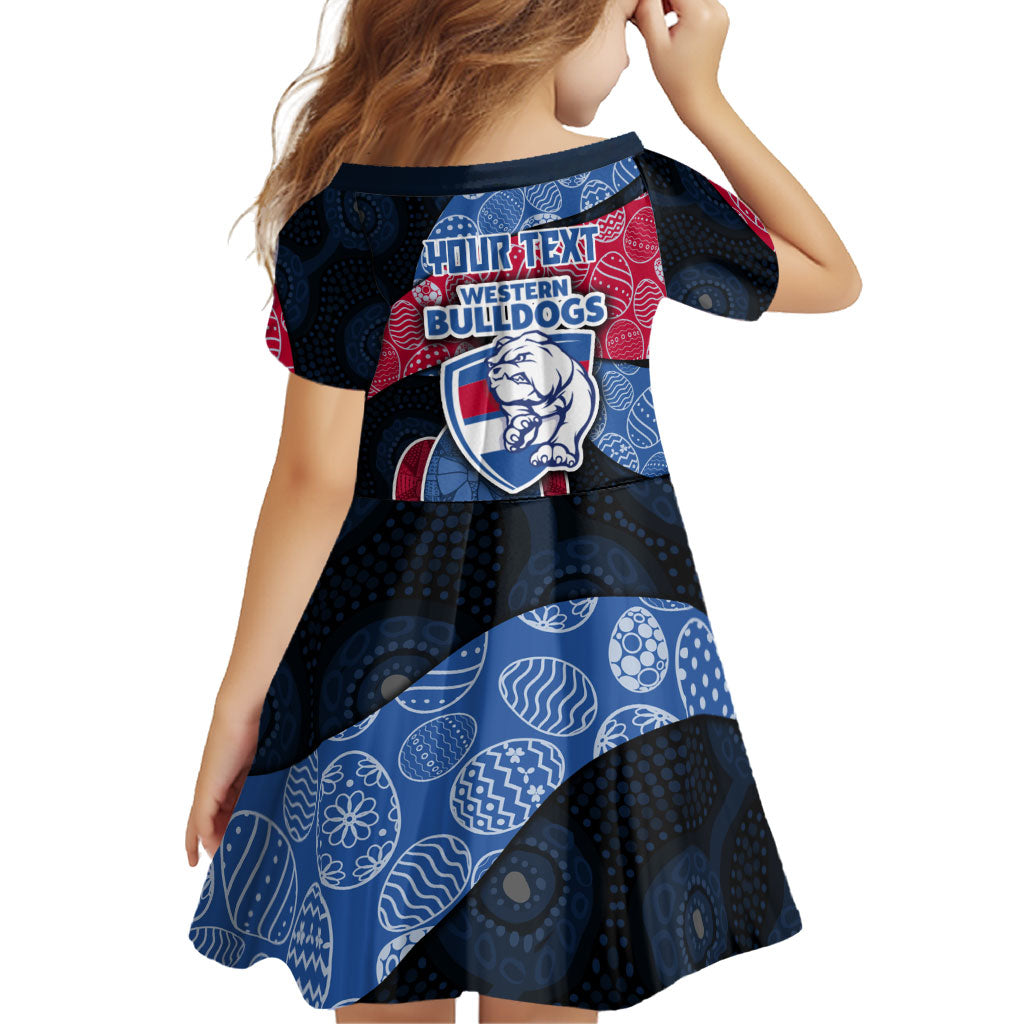 Personalized Western Bulldogs Football Family Matching Summer Maxi Dress and Hawaiian Shirt Easter Egg Pattern Red Blue Tribal Dot Art Style
