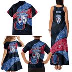 Personalized Western Bulldogs Football Family Matching Tank Maxi Dress and Hawaiian Shirt Easter Egg Pattern Red Blue Tribal Dot Art Style