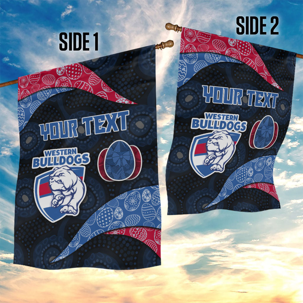 Personalized Western Bulldogs Football Garden Flag Easter Egg Pattern Red Blue Tribal Dot Art Style