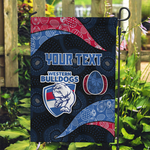Personalized Western Bulldogs Football Garden Flag Easter Egg Pattern Red Blue Tribal Dot Art Style