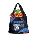Personalized Western Bulldogs Football Grocery Bag Easter Egg Pattern Red Blue Tribal Dot Art Style