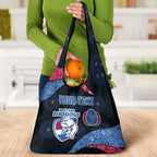 Personalized Western Bulldogs Football Grocery Bag Easter Egg Pattern Red Blue Tribal Dot Art Style