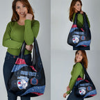Personalized Western Bulldogs Football Grocery Bag Easter Egg Pattern Red Blue Tribal Dot Art Style