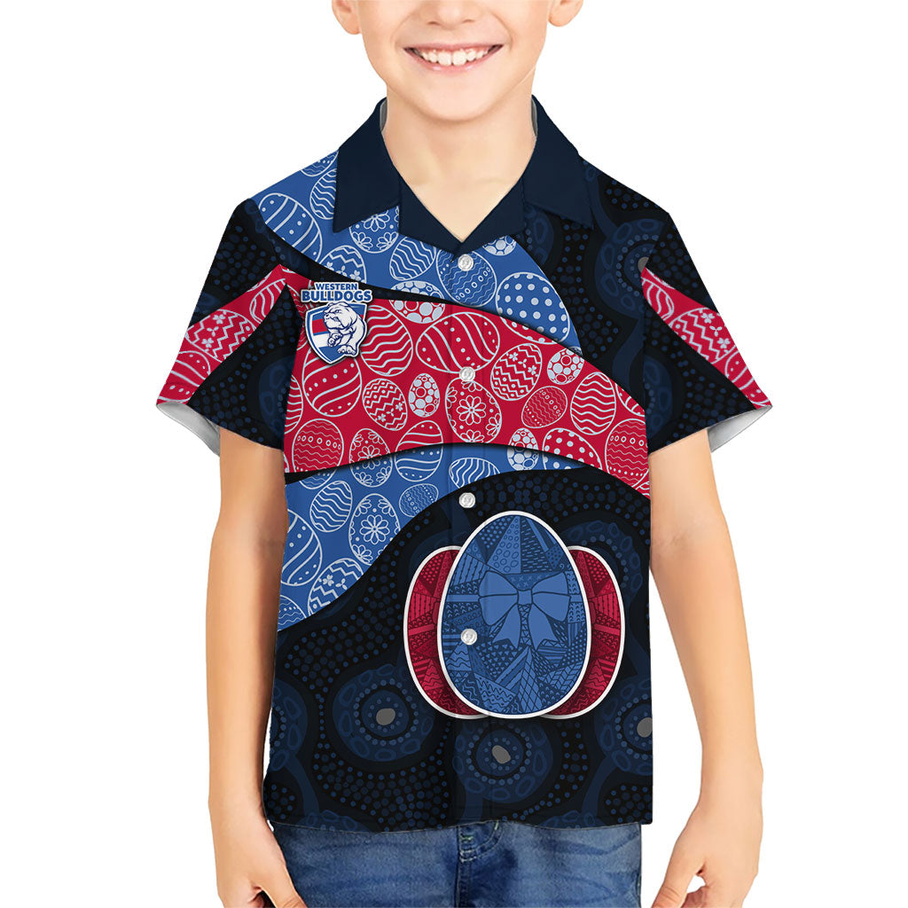 Personalized Western Bulldogs Football Hawaiian Shirt Easter Egg Pattern Red Blue Tribal Dot Art Style