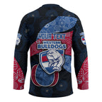 Personalized Western Bulldogs Football Hockey Jersey Easter Egg Pattern Red Blue Tribal Dot Art Style