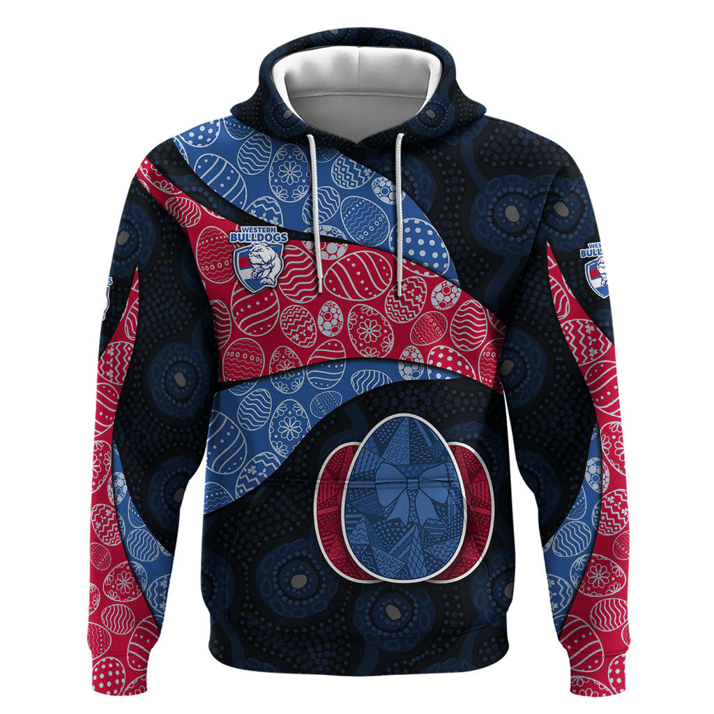Personalized Western Bulldogs Football Hoodie Easter Egg Pattern Red Blue Tribal Dot Art Style