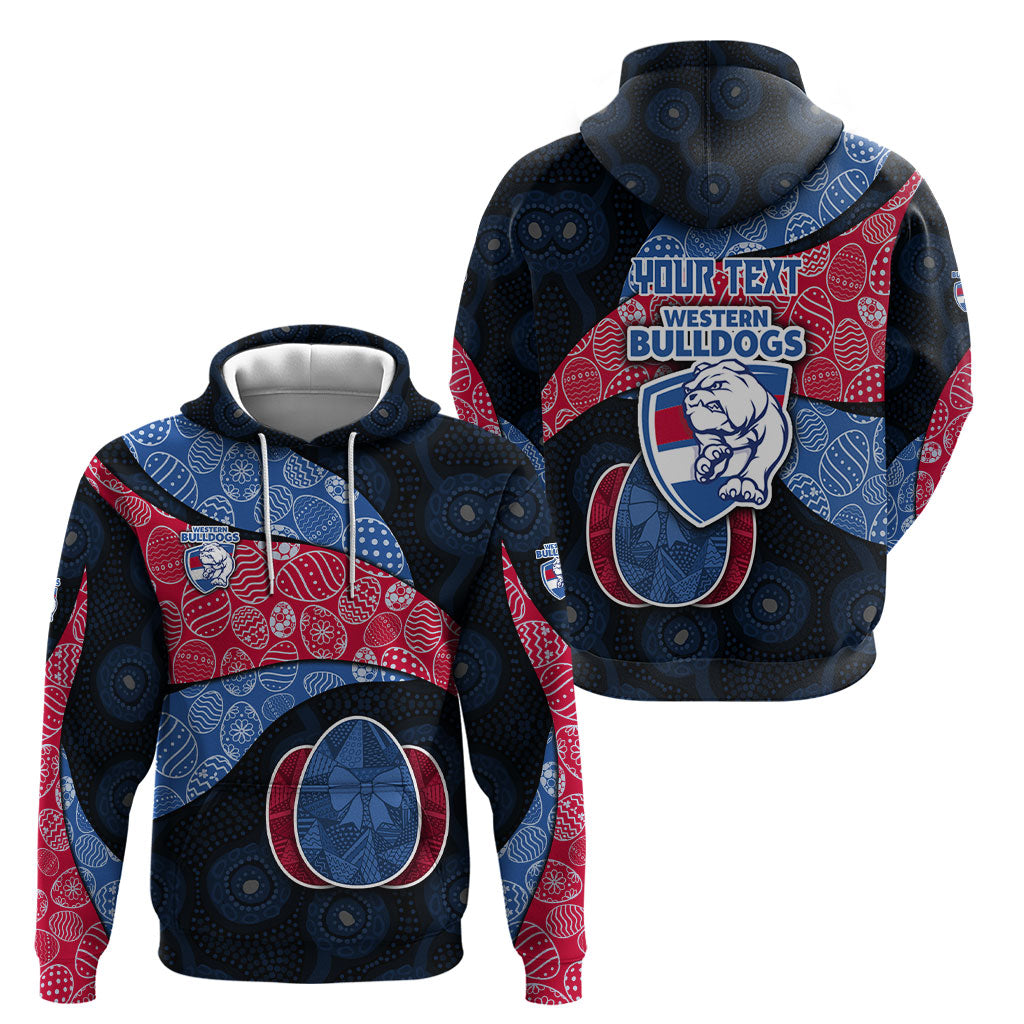 Personalized Western Bulldogs Football Hoodie Easter Egg Pattern Red Blue Tribal Dot Art Style