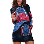 Personalized Western Bulldogs Football Hoodie Dress Easter Egg Pattern Red Blue Tribal Dot Art Style