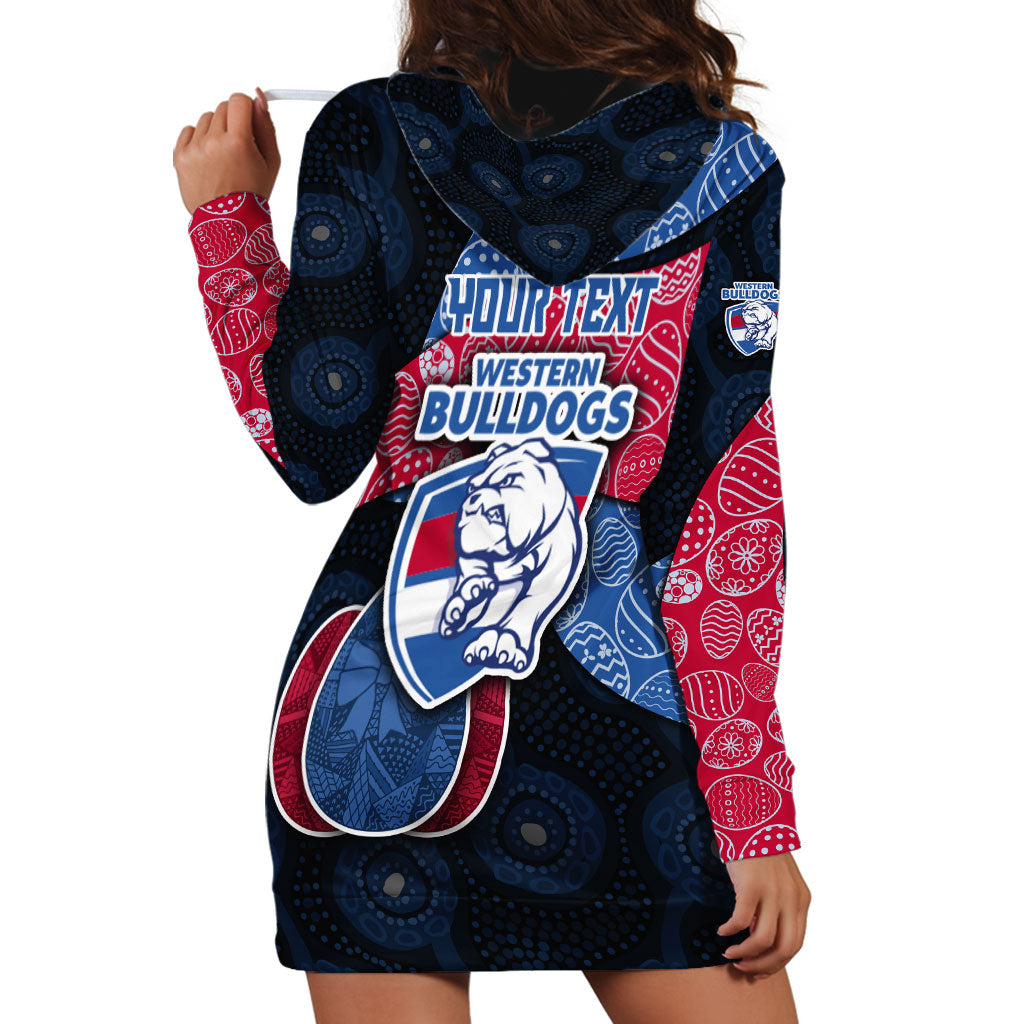 Personalized Western Bulldogs Football Hoodie Dress Easter Egg Pattern Red Blue Tribal Dot Art Style