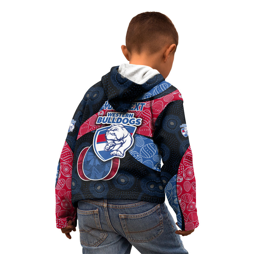 Personalized Western Bulldogs Football Kid Hoodie Easter Egg Pattern Red Blue Tribal Dot Art Style