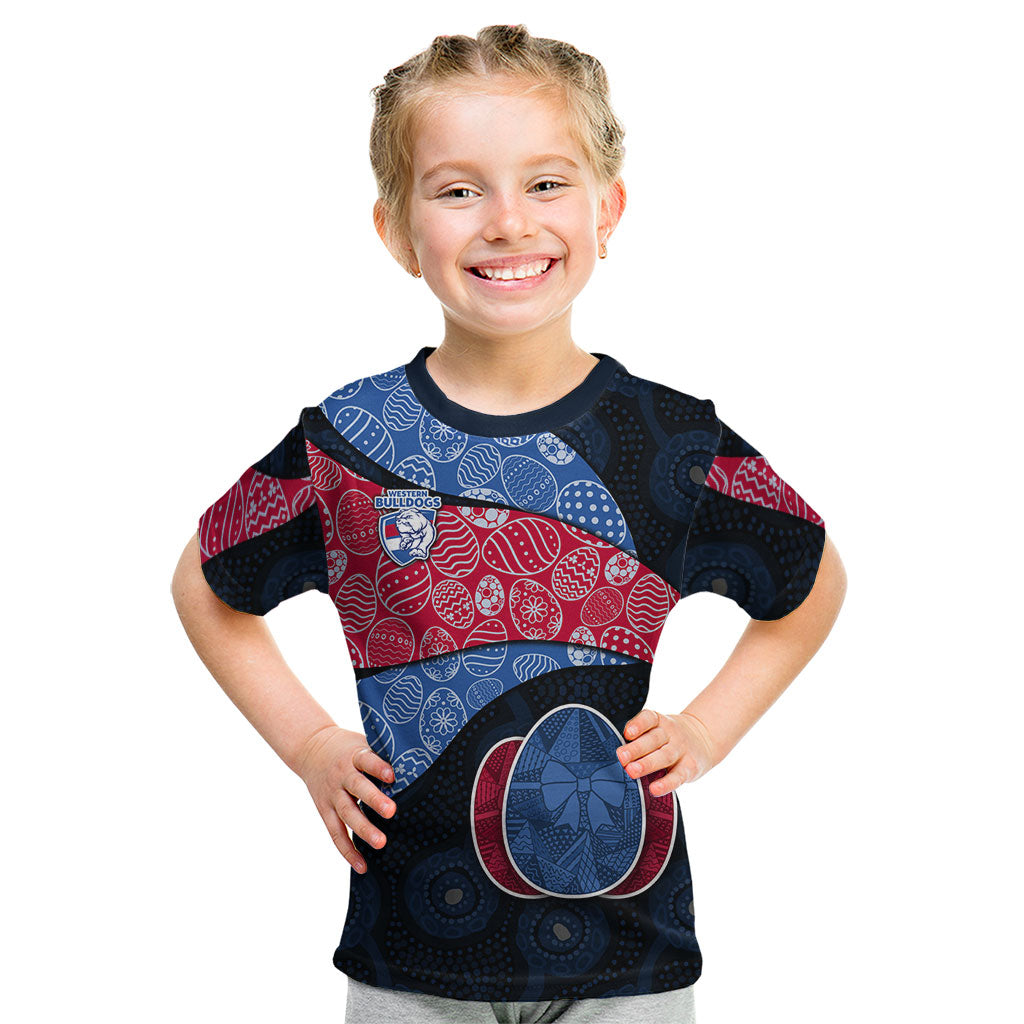 Personalized Western Bulldogs Football Kid T Shirt Easter Egg Pattern Red Blue Tribal Dot Art Style