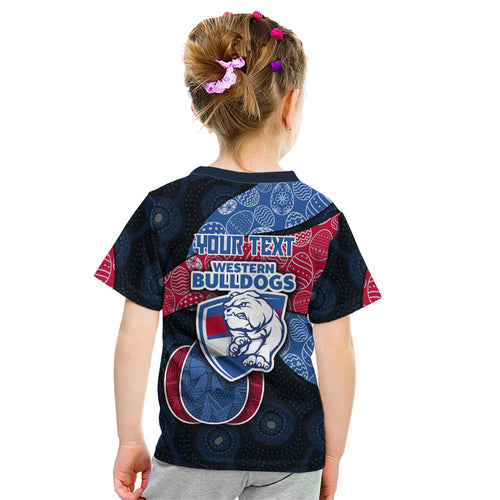 Personalized Western Bulldogs Football Kid T Shirt Easter Egg Pattern Red Blue Tribal Dot Art Style