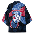 Personalized Western Bulldogs Football Kimono Easter Egg Pattern Red Blue Tribal Dot Art Style