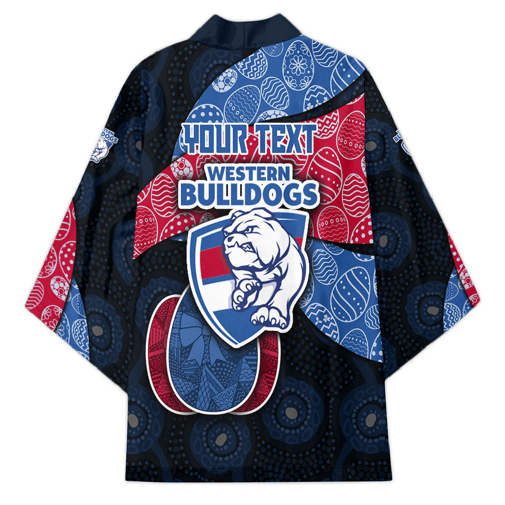 Personalized Western Bulldogs Football Kimono Easter Egg Pattern Red Blue Tribal Dot Art Style