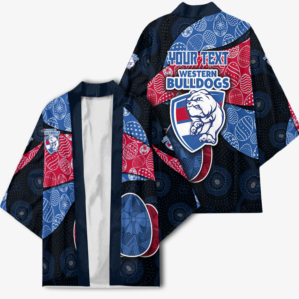 Personalized Western Bulldogs Football Kimono Easter Egg Pattern Red Blue Tribal Dot Art Style
