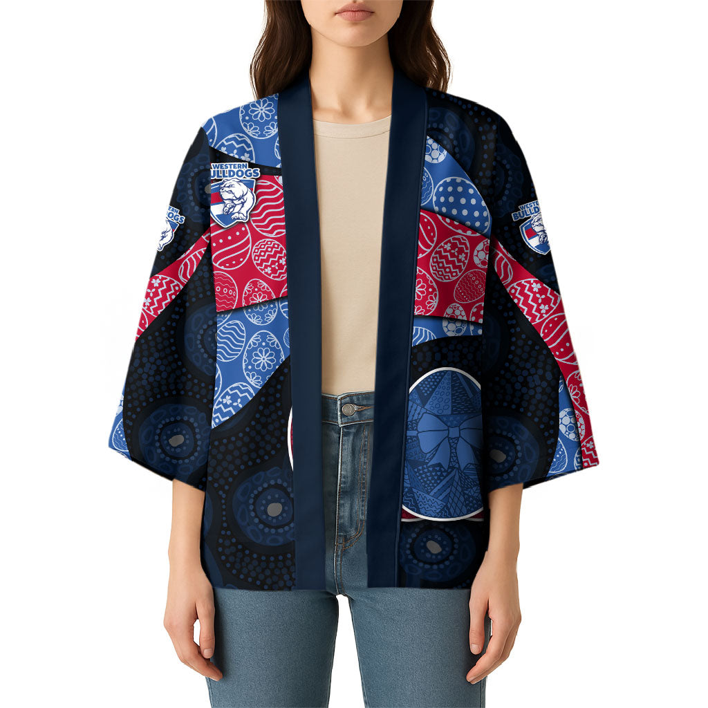Personalized Western Bulldogs Football Kimono Easter Egg Pattern Red Blue Tribal Dot Art Style