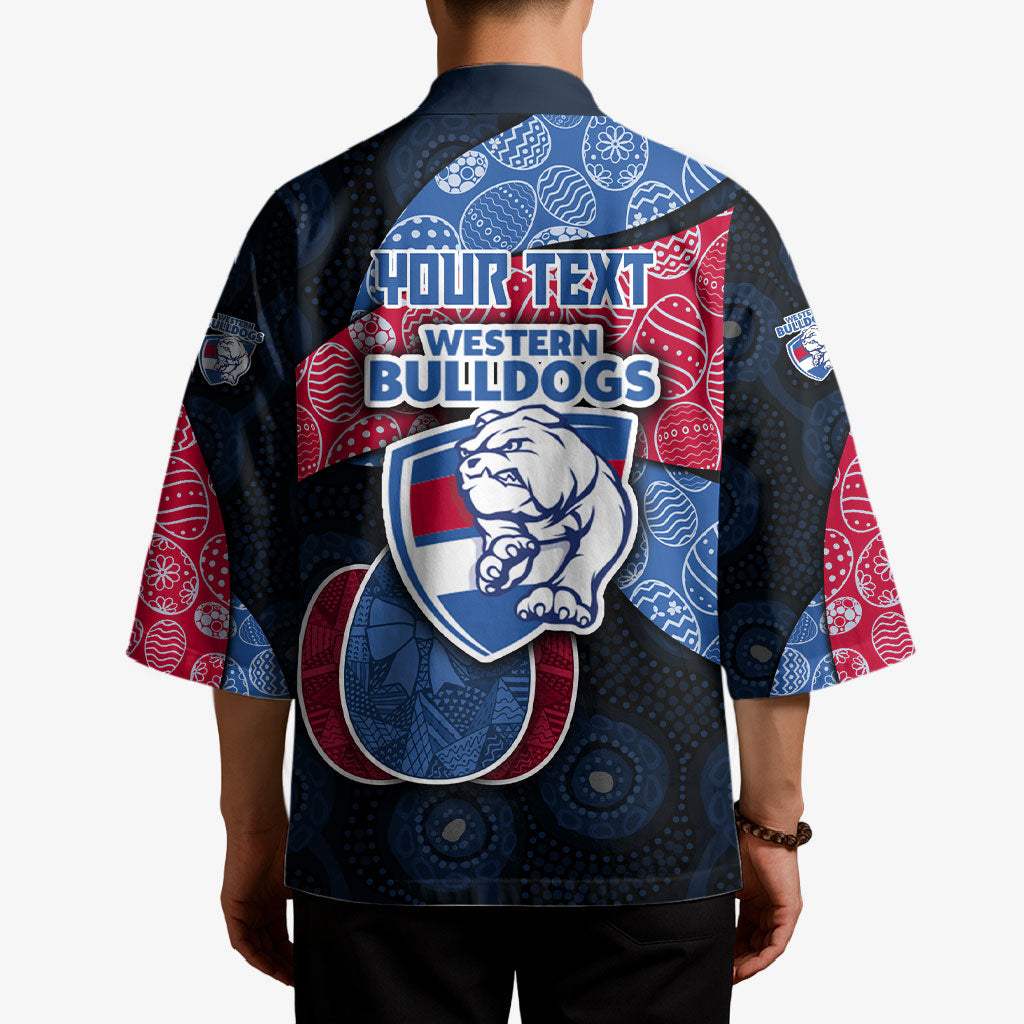 Personalized Western Bulldogs Football Kimono Easter Egg Pattern Red Blue Tribal Dot Art Style
