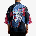 Personalized Western Bulldogs Football Kimono Easter Egg Pattern Red Blue Tribal Dot Art Style