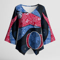 Personalized Western Bulldogs Football Kimono Sleeve Blouse Easter Egg Pattern Red Blue Tribal Dot Art Style