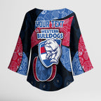 Personalized Western Bulldogs Football Kimono Sleeve Blouse Easter Egg Pattern Red Blue Tribal Dot Art Style