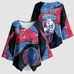 Personalized Western Bulldogs Football Kimono Sleeve Blouse Easter Egg Pattern Red Blue Tribal Dot Art Style