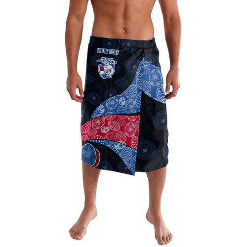 Personalized Western Bulldogs Football Lavalava Easter Egg Pattern Red Blue Tribal Dot Art Style