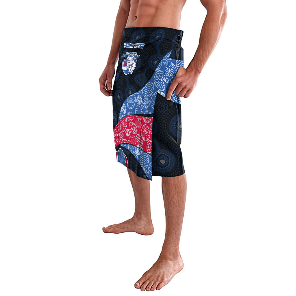 Personalized Western Bulldogs Football Lavalava Easter Egg Pattern Red Blue Tribal Dot Art Style