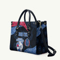 Personalized Western Bulldogs Football Leather Bag Easter Egg Pattern Red Blue Tribal Dot Art Style