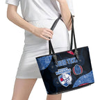 Personalized Western Bulldogs Football Leather Tote Bag Easter Egg Pattern Red Blue Tribal Dot Art Style