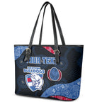 Personalized Western Bulldogs Football Leather Tote Bag Easter Egg Pattern Red Blue Tribal Dot Art Style