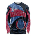 Personalized Western Bulldogs Football Long Sleeve Shirt Easter Egg Pattern Red Blue Tribal Dot Art Style