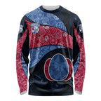 Personalized Western Bulldogs Football Long Sleeve Shirt Easter Egg Pattern Red Blue Tribal Dot Art Style