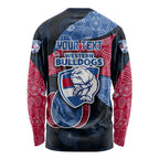 Personalized Western Bulldogs Football Long Sleeve Shirt Easter Egg Pattern Red Blue Tribal Dot Art Style