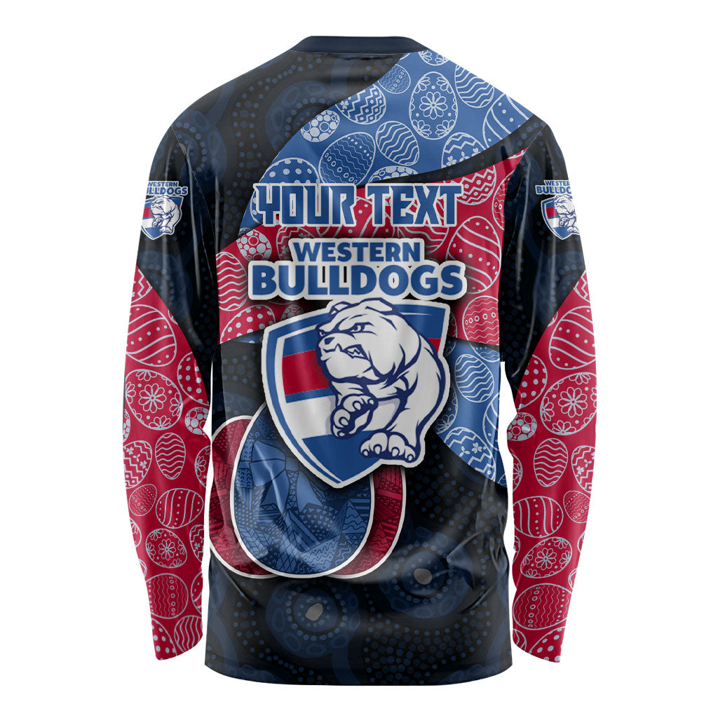 Personalized Western Bulldogs Football Long Sleeve Shirt Easter Egg Pattern Red Blue Tribal Dot Art Style