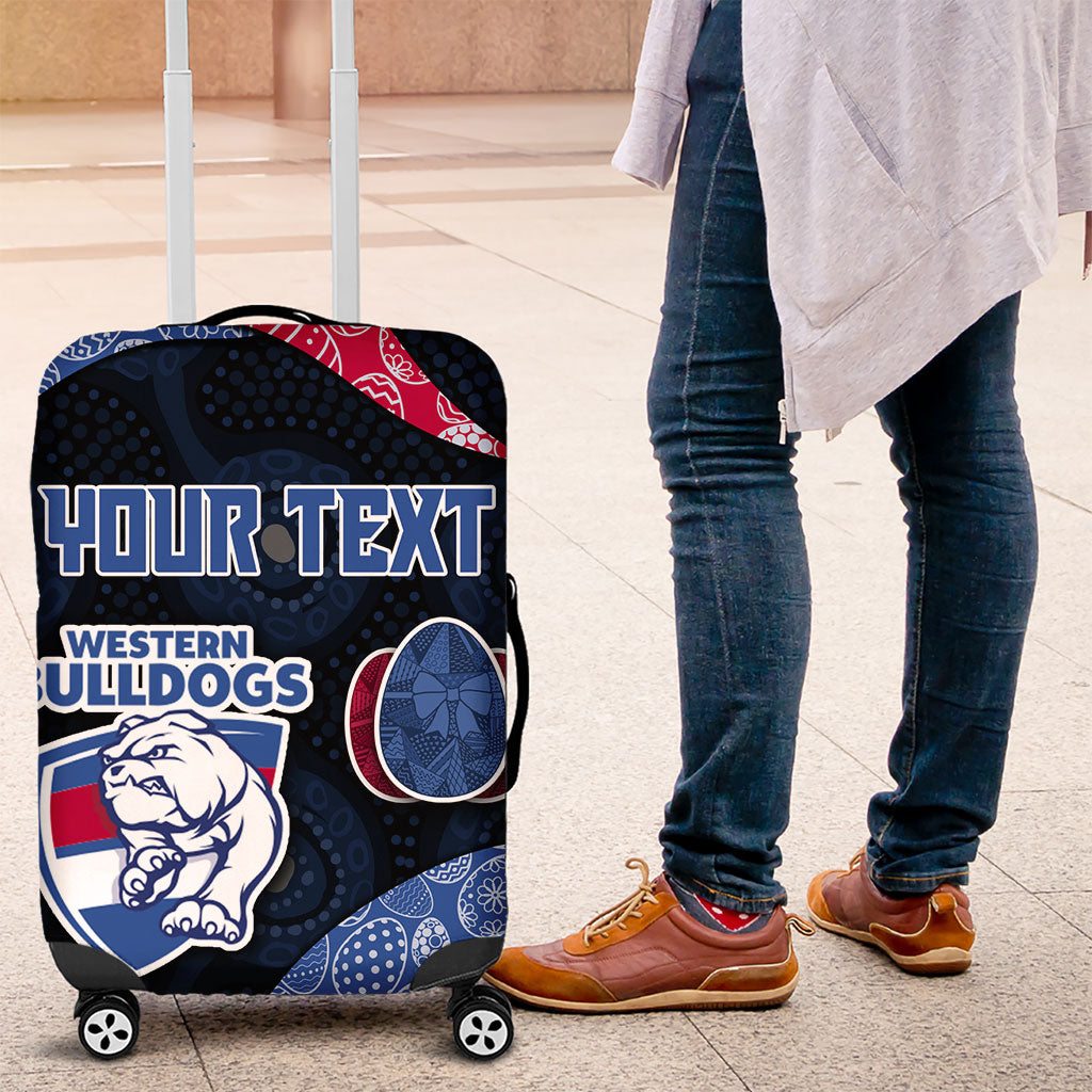 Personalized Western Bulldogs Football Luggage Cover Easter Egg Pattern Red Blue Tribal Dot Art Style