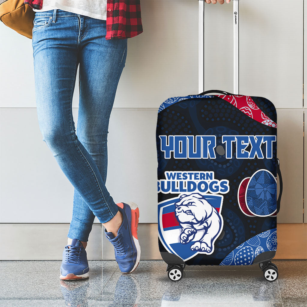 Personalized Western Bulldogs Football Luggage Cover Easter Egg Pattern Red Blue Tribal Dot Art Style