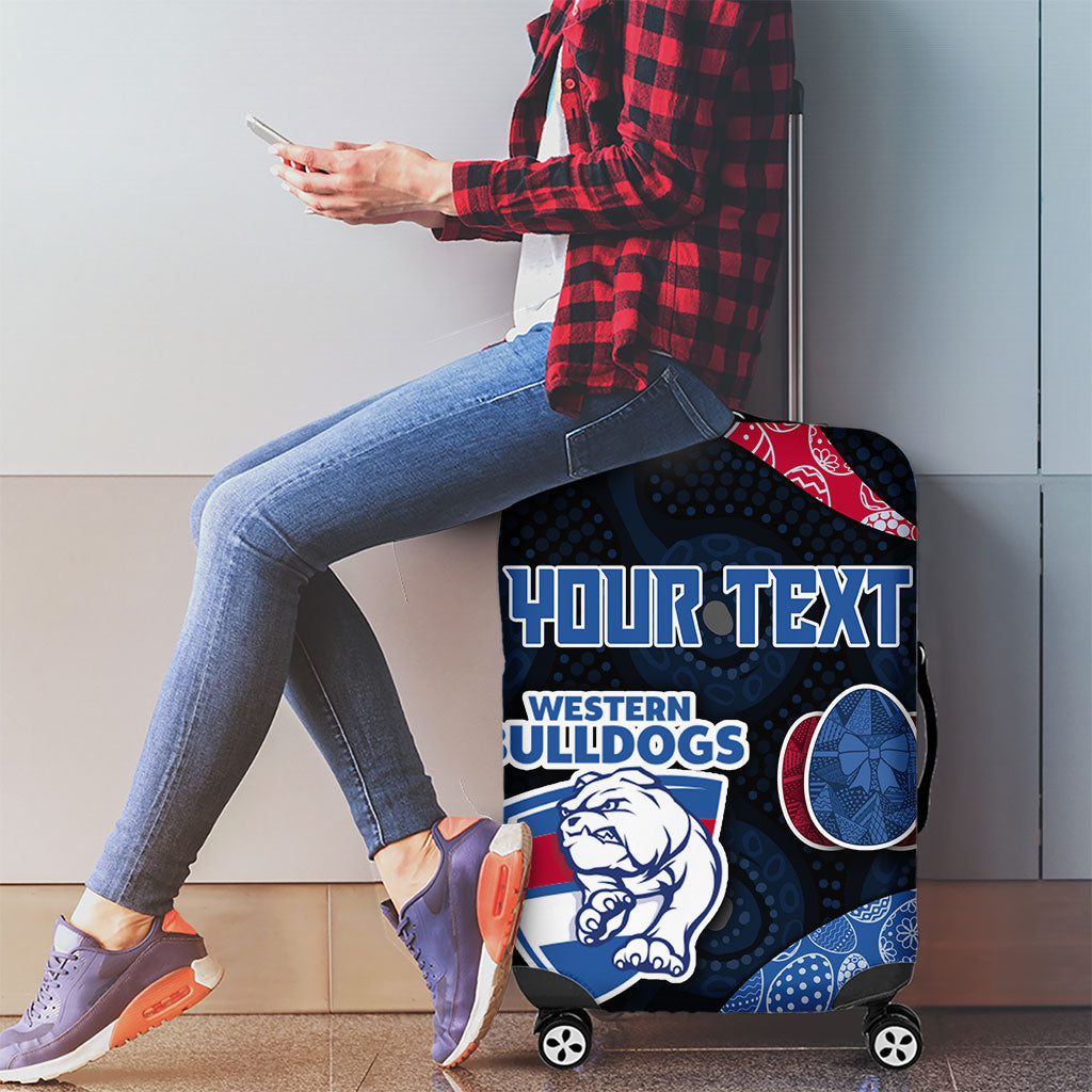 Personalized Western Bulldogs Football Luggage Cover Easter Egg Pattern Red Blue Tribal Dot Art Style