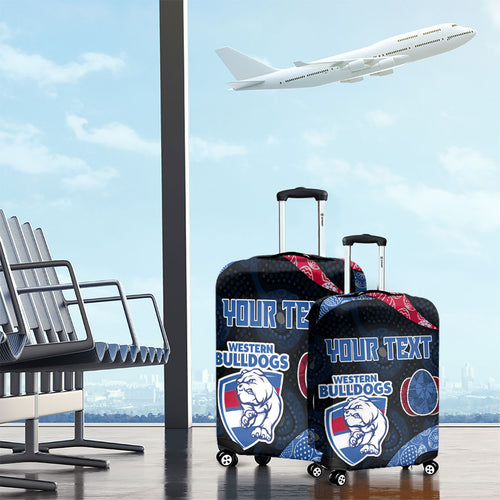 Personalized Western Bulldogs Football Luggage Cover Easter Egg Pattern Red Blue Tribal Dot Art Style