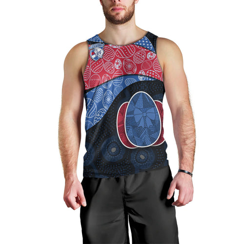 Personalized Western Bulldogs Football Men Tank Top Easter Egg Pattern Red Blue Tribal Dot Art Style